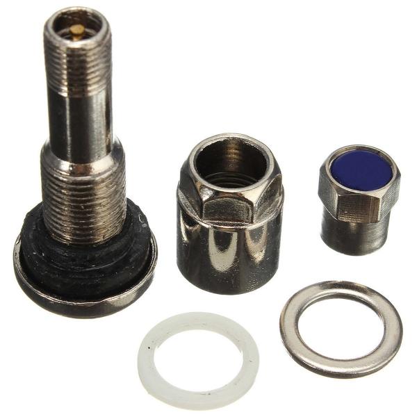 Zinc Alloy Tubeless Car Tyre Valve Silver MS525 5.2 X 0.5 Cm With Dust Caps