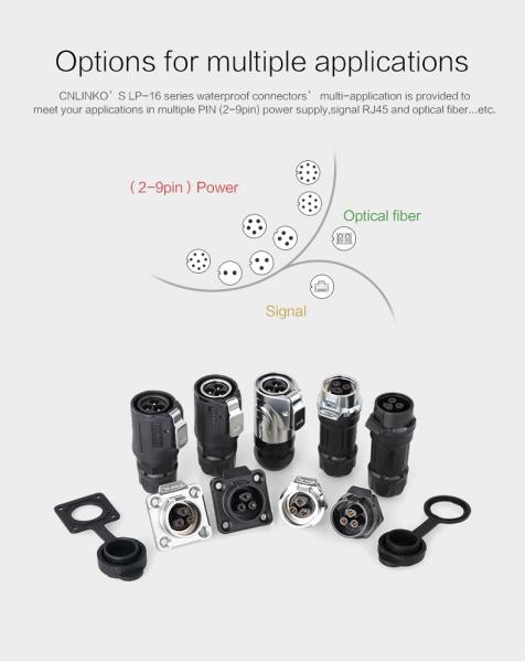 CNLINKO LP16 Waterproof Connector IP68 Outdoor Lighting Connector 3pin Power Connector