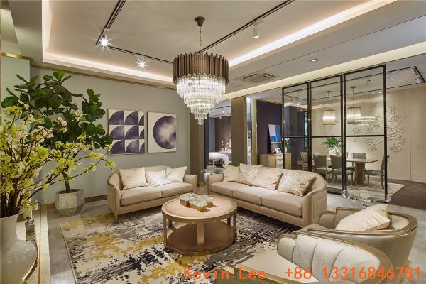 Luxury sofa set American style in modern luxury living room 1+2+3 sofa for Villa house upholstered seating furniture set