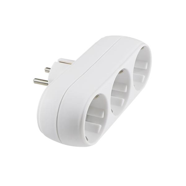 European 3-Way Power Plug Adapter 250V 10A with 3 AC Outlets