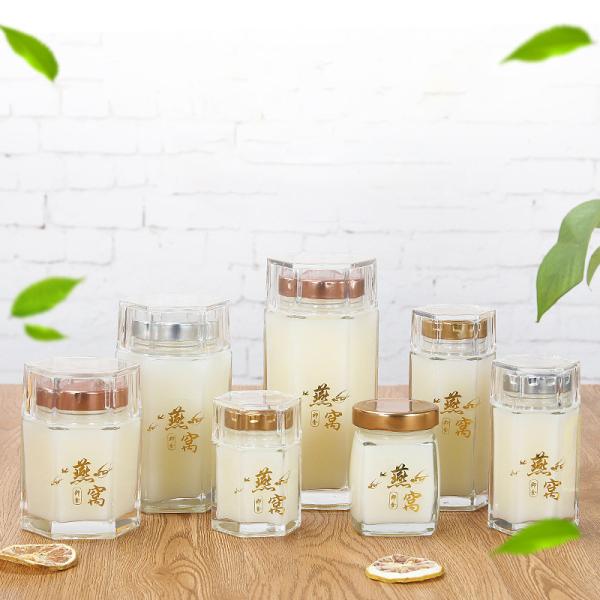 Nível superior Honey Jars Clear Color With de vidro sextavado Eco amigável