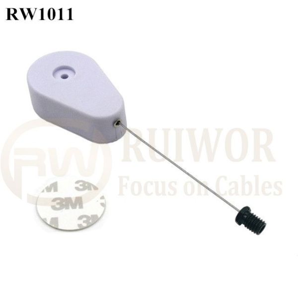 RW1011 Drop-Shaped Retractable Security Tether Plus M6x8MM /M8x8MM Or Customized Flat Head Screw Cable End