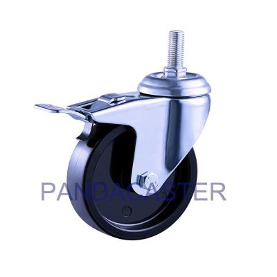 Threaded Swivel Casters M12 Caster Wheels With Dual Lock Brake