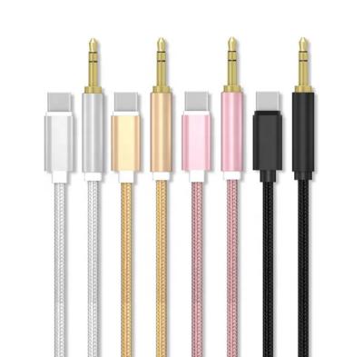 tipo de cabo C do carregador de 24g 100cm USB a 3.5mm Jack Cable auxiliar audio