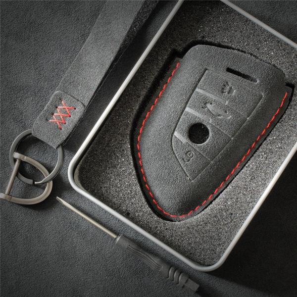 for BMW Car Key Covers Personalised Hight Standard Synthetic Black Suede