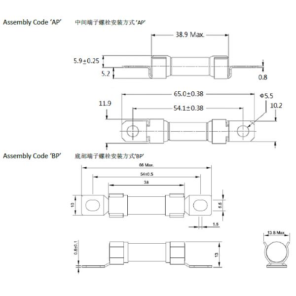 Ceramic Automotive Fuses 40A Electric Vehicle Fuse 500VDC Hybrid Electric Vehicle Fuse