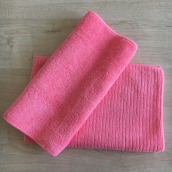 Pink double side 100%polyester absorbing water towels  in Kitchen made in China
