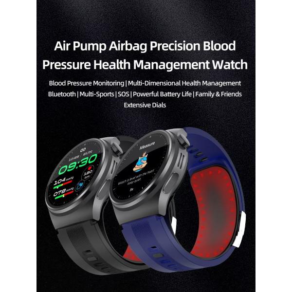 Pantalla IPS Bombilla de aire Presión arterial Pulso monitor Reloj inteligente S28 1.39 pulgadas
