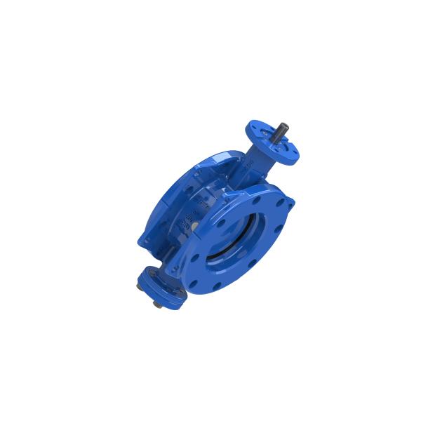 Blue RAL5010 Double Eccentric Butterfly Valve Wore Gear Operated