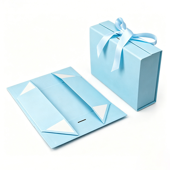 Flat Pack Gift Packaging Boxes Space Saving with Ribbon Closure