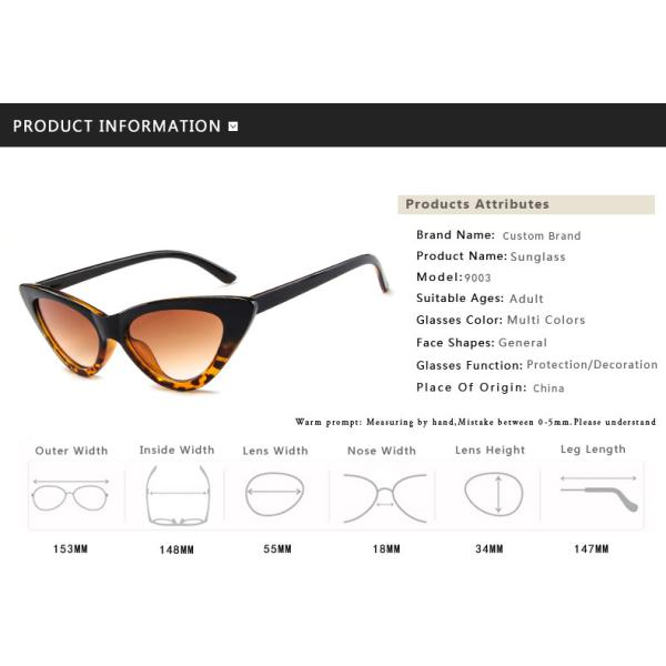 Retro Vintage Narrow Cat Eye Sunglasses Women Cat Eye Clout Glasses Plastic Frame