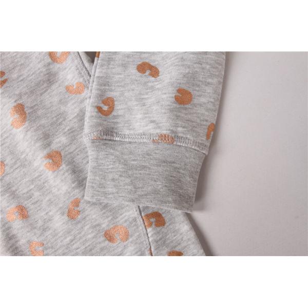 Rose Gold Foil Print Round Neck Quilted Pullover Sweater For Women