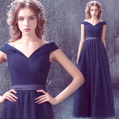 Sexy Deep V Neck Royal Blue Crepe Drape Straight Plain Evening Dress TSJY110