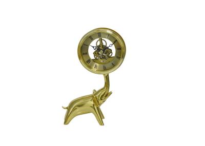 Gold Vintage Small Skeleton Table Clock , Brass Support Decorative Table Clocks
