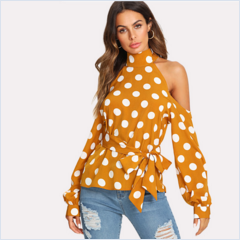 Elegant Women Blouse Tops With Asymmetrical Neck