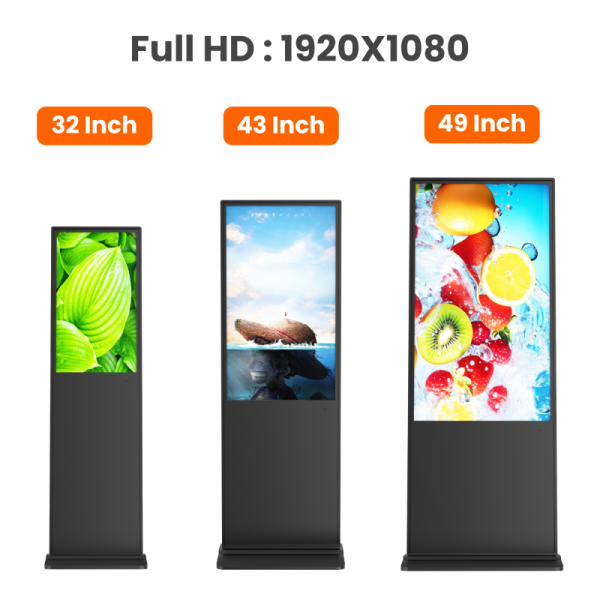 Floor Standing Digital Signage with 16.7M Colour Brightness IP65 Protection and 50,000 Hours Life Time