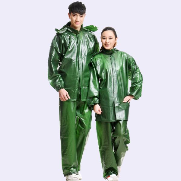 Rainy Season Essential Rubberized Custom Green Adults Raincoat from Chinese Manufacturers