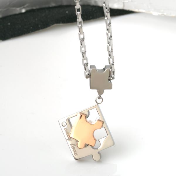 Couple necklace with Stainles Steel Materials, Lovers Puzzle Pendant Necklace