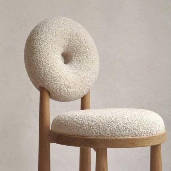 Unique Design Nordic Style Wooden Dining Chair Fabric Leisure Chairs