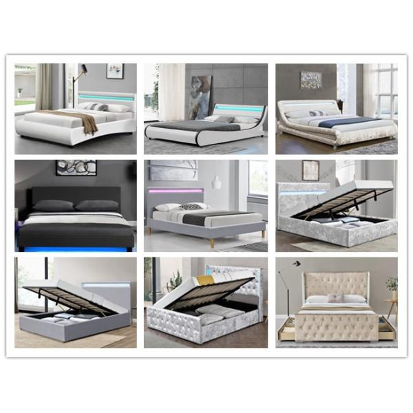 LED Modern Faux Leather King Bed Frame Curve Deluxe Upholstered