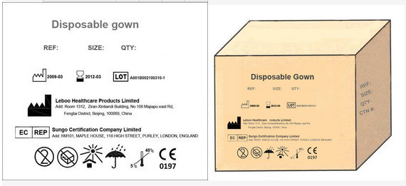 Пылезащитные PP покрасили устранимый Scrubs и пальто лаборатории с закрытием петли крюка