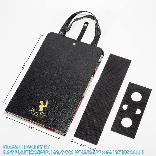 Wine Carrier Tote Bag, 2 Bottles Leather Wine Gift Bag, Reusable Champagne Bottle Bag For Wine Lover Gift Party Picnic