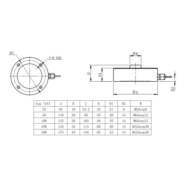 Stainless Steel Sensor Module Industrial Weighing Single Point Load Cell 25~-500kN