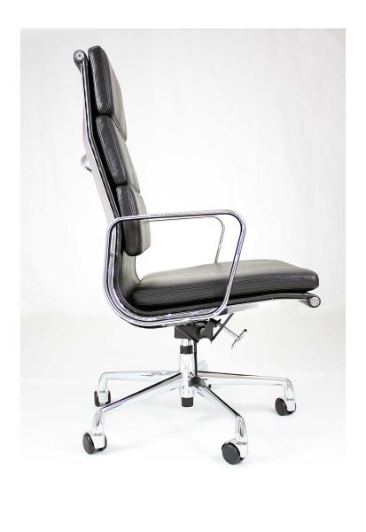 Full Genuine Leather Ergonomic Computer Chair , Black Comfortable Modern Office Chair