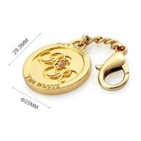 Handbag Metal Hang Label with Clasp Custom Gold Round Shape Embossed Logo and Hardware
