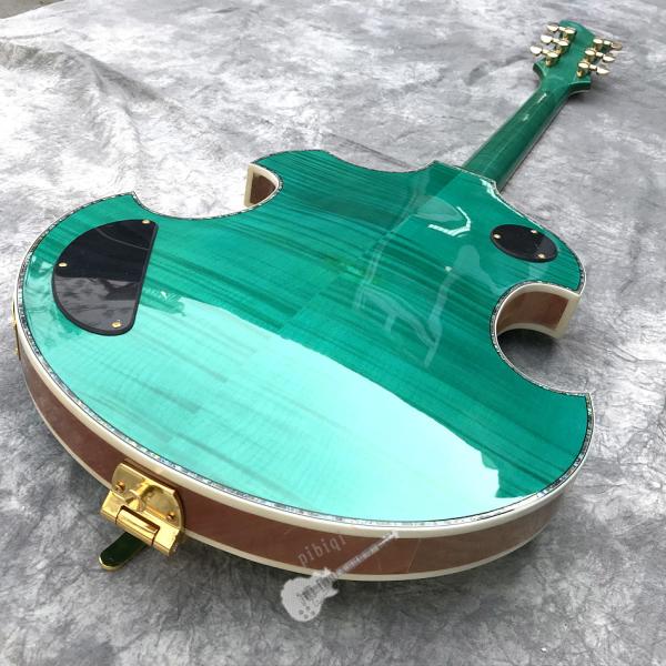 2020 Custom Semi-Hollow High Quality Green Customizable Logo and Shape Electric Guitar