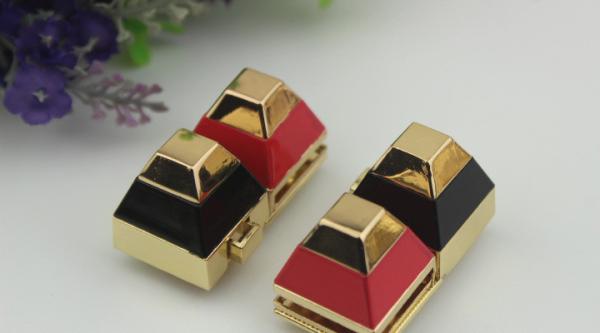 Top selling high end plating double color red and black metal turn lock for handbag