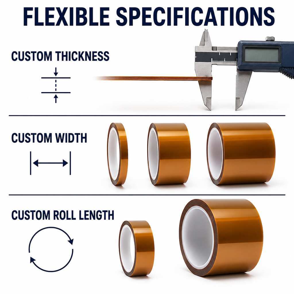 Single-Sided Polyimide Tape (PI Film Tape / Polyimide Adhesive Tape) – Silicone Adhesive for High-Temperature PCB Solder Masking, Electrical Insulation and Wrapping