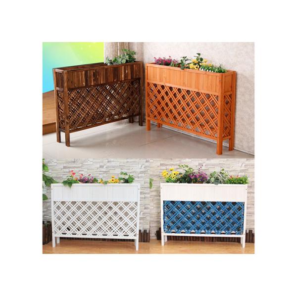 Полка цветка формы сетки балкона деревянная, загородка красочной деревянной стойки завода антисептиковая деревянная