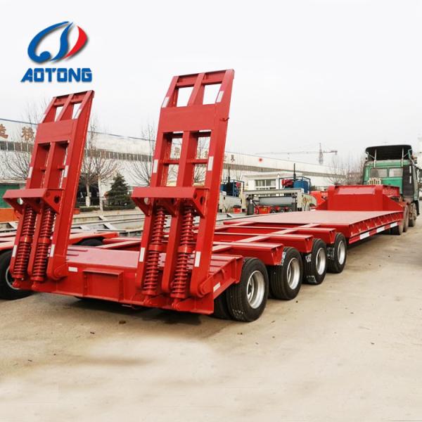 Semi-Trailer 150ton Heavy Duty 4 Line 8 Axle Low Bed Trailer with 32 Tyres and Gooseneck