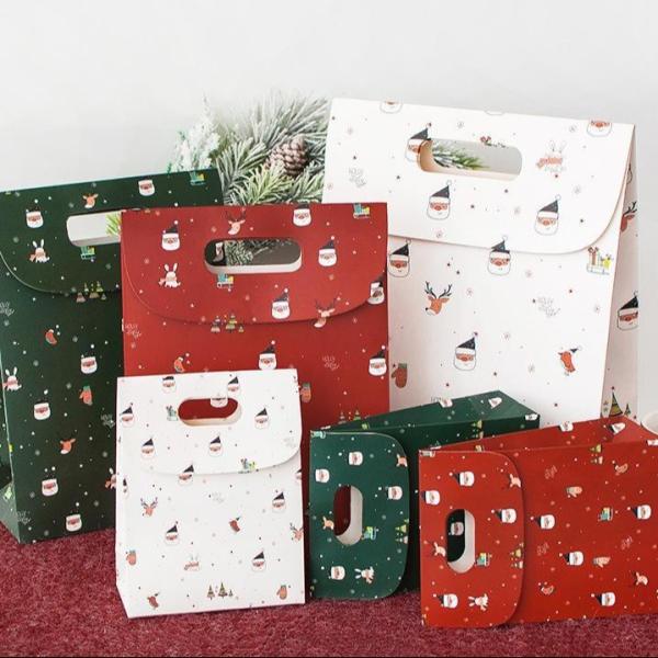 Festive Paper Gift Bags With Handles For Christmas Candy And Small Gifts Custom Logo