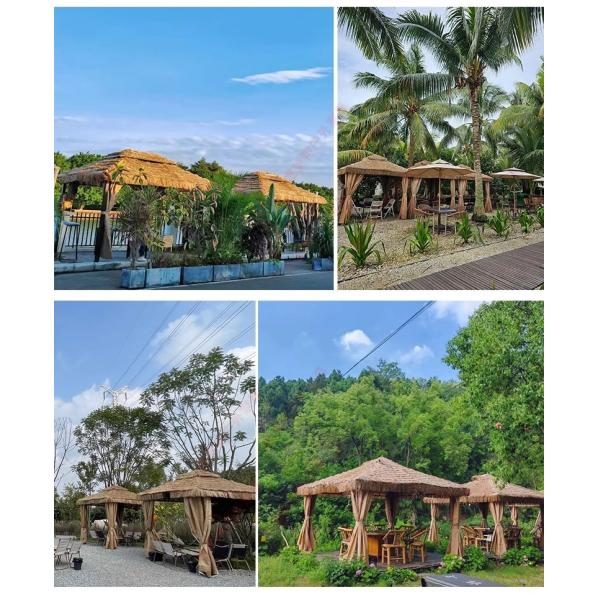 Gazebo de jardin extérieur, pavillon en alliage d'aluminium, cabane de jardin avec toit de chaume, véranda, salon de thé, cour rurale, maison d'hôtes, auvent