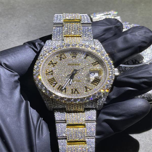 Круглый гениальный дозор Rolex Moissanite отрезка