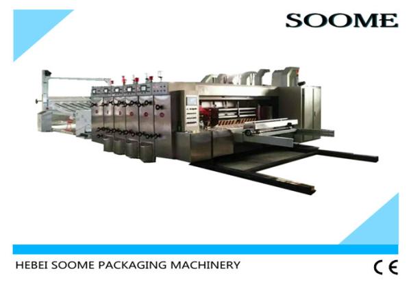 PLC Touch Screen Corrugated Box Printing Machine , Auto 4 Colors Flexo Die Cutter