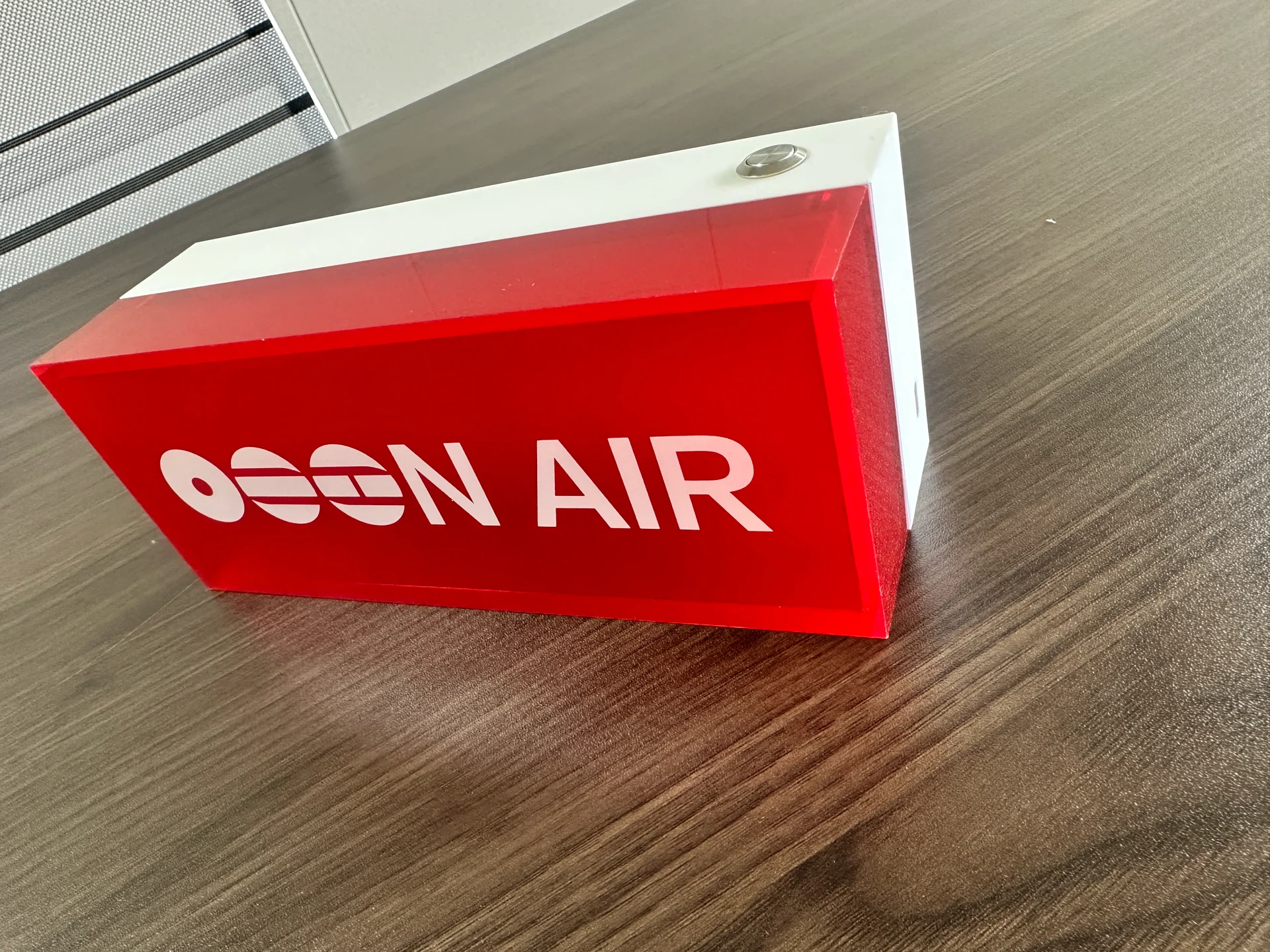 2-in-1 Acrylic Light Box for Desktop & Wall, Semi-Transparent Red Rechargeable Custom LED Display