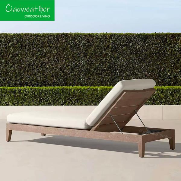 Meubles d'extérieur modernes Jardin extérieur Chaise en bois de teck pour villa imperméable Cour de plage piscine fauteuil salon