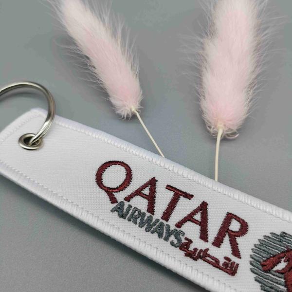 Qatar Airways Custom Patch Keychain Aviation Cultural Collection Compact Dual Sided