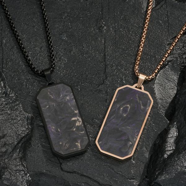 Joyería de oro Forjado colgante de fibra de carbono para hombres collar de cadena de enlace para aniversario