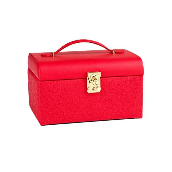 3 Tier Portable Travel Jewelry Case , Lockable Portable Earring Display Cases Synthetic Leather
