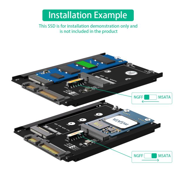 2 in 1 MSATA and B Key/B&M Key SSD to 2.5