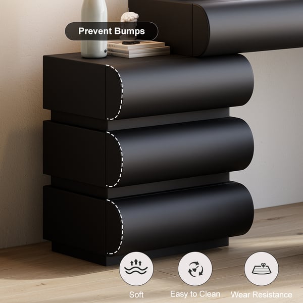 Wooden Floating Vanity Makeup Table Dresser With Led Mirror Bedroom