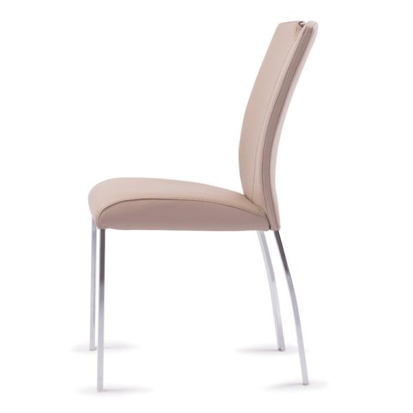 Wear Resistant Leather Dining Room Chairs With Electroplated Steel Legs