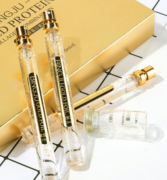 Filamento de Colágeno Dourado Cuidados Faciais Firming Lifting Serum 24K Filamento de Proteína de Ouro Peptido