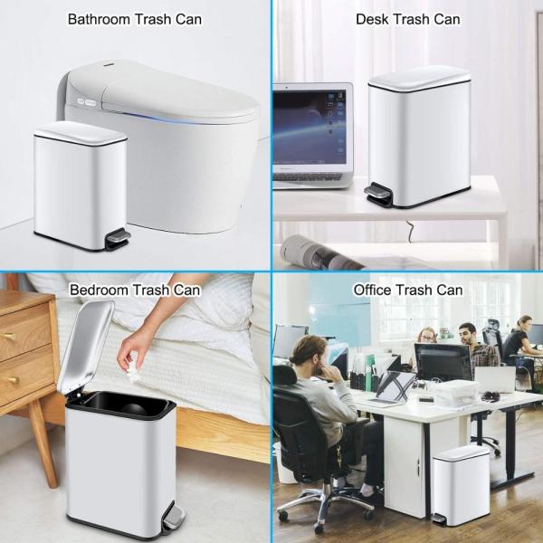 15 L  Indoor Trash Can Stainless Steel Dustbin Foot Pedal Cleaning Equipment