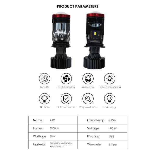 A9R 100W 10000LM 6500K 3570 Chips H4 Led projector Mini Lens
