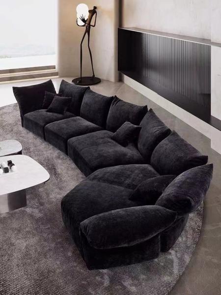 Petal Black Velvet Sofa Italian Hotel Villa Living Room Fabric Alien Sofa